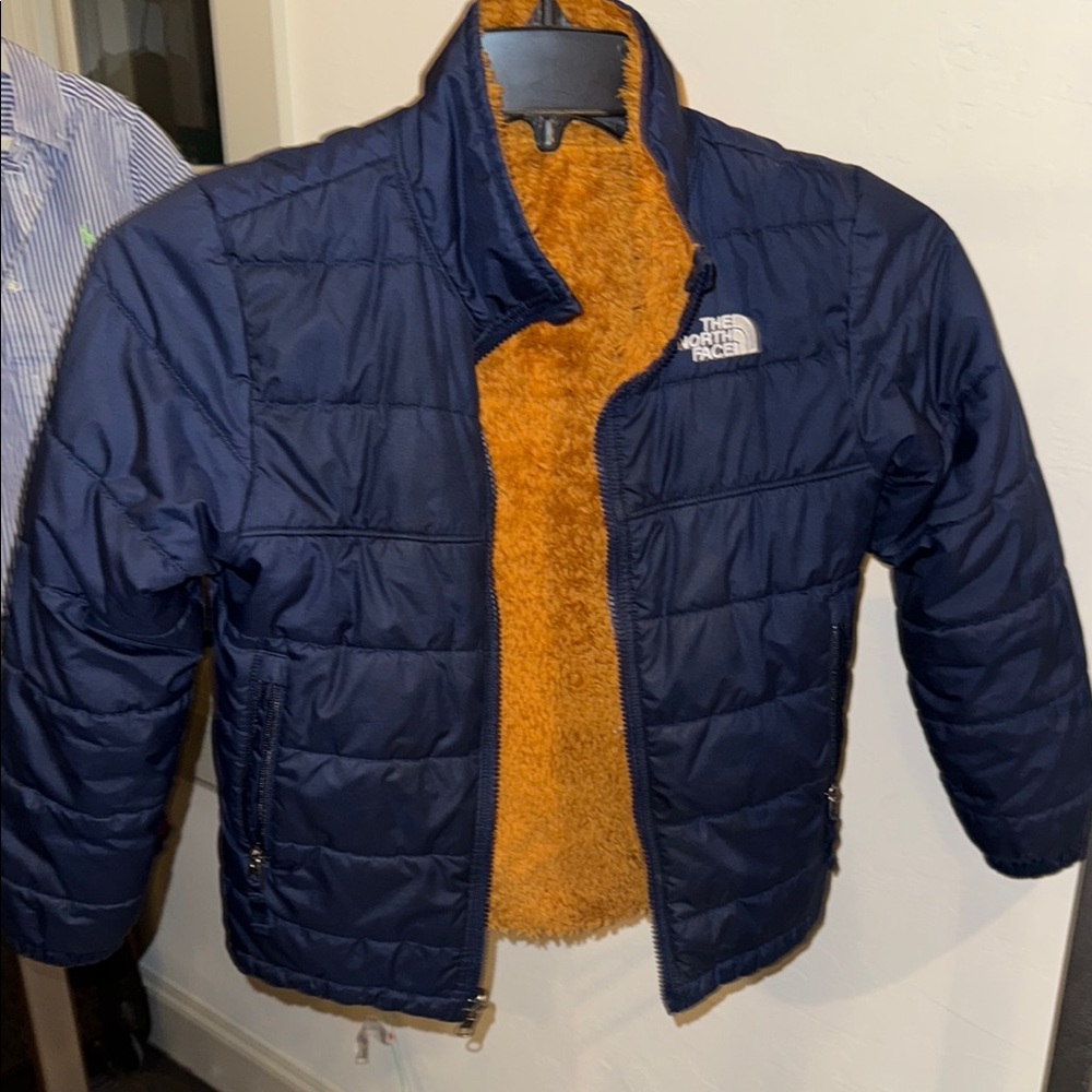 The North Face Navy Jacket with Orange Lining